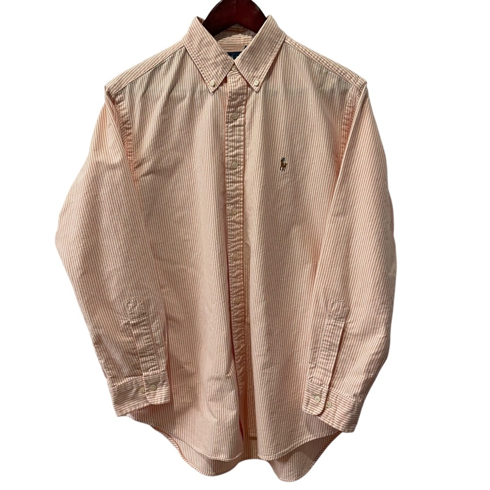 Ralph‎ Lauren Men's Vintage Pink White Stripe Classic Fit Cotton Size 16 32/33 - Picture 4 of 10